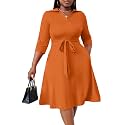 FANDEE Plus Size Midi Dress for Women Casual - Fit and Flare Summer Dresses