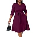 FANDEE Plus Size Midi Dress for Women Casual - Fit and Flare Summer Dresses