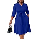 FANDEE Plus Size Midi Dress for Women Casual - Fit and Flare Summer Dresses