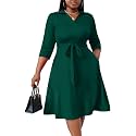 FANDEE Plus Size Midi Dress for Women Casual - Fit and Flare Summer Dresses