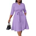 FANDEE Plus Size Midi Dress for Women Casual - Fit and Flare Summer Dresses