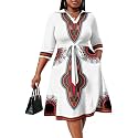 FANDEE Plus Size Midi Dress for Women Casual - Fit and Flare Summer Dresses