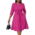 FANDEE Plus Size Midi Dress for Women Casual - Fit and Flare Summer Dresses