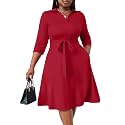 FANDEE Plus Size Midi Dress for Women Casual - Fit and Flare Summer Dresses