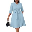 FANDEE Plus Size Midi Dress for Women Casual - Fit and Flare Summer Dresses