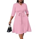 FANDEE Plus Size Midi Dress for Women Casual - Fit and Flare Summer Dresses