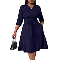 FANDEE Plus Size Midi Dress for Women Casual - Fit and Flare Summer Dresses