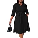 FANDEE Plus Size Midi Dress for Women Casual - Fit and Flare Summer Dresses