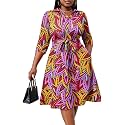 FANDEE Plus Size Midi Dress for Women Casual - Fit and Flare Summer Dresses