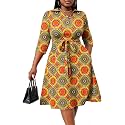 FANDEE Plus Size Midi Dress for Women Casual - Fit and Flare Summer Dresses