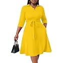FANDEE Plus Size Midi Dress for Women Casual - Fit and Flare Summer Dresses