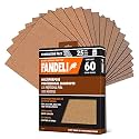 Fandeli Sandpaper Sheets - Multipurpose Professional 60 Grit Sand Paper (25 Sheet Pack) - Sandpaper for Wood, Metal, Varnish &amp; Paint - Coarse Sanding Paper for All Types of Surfaces