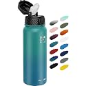 Fanhaw 20oz Kids Stainless Steel Water Bottle with Straw Lid, Green Blue