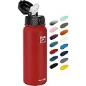 Fanhaw 20oz Kids Stainless Steel Water Bottle with Straw Lid, Red
