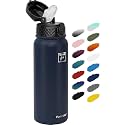 Fanhaw 20oz Kids Stainless Steel Water Bottle with Straw Lid, Navy Blue