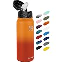 Fanhaw 20oz Kids Stainless Steel Water Bottle with Straw Lid, Yellow Orange