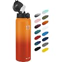 Fanhaw 32oz Kids Stainless Steel Water Bottle with Straw Lid, Yellow Orange