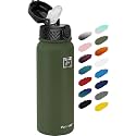 Fanhaw 20oz Kids Stainless Steel Water Bottle with Straw Lid, Olive Green