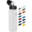 Fanhaw 20oz Kids Stainless Steel Water Bottle with Straw Lid, White