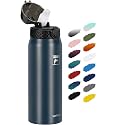 Fanhaw 24oz Kids Stainless Steel Water Bottle with Straw Lid, Navy Blue