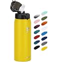 Fanhaw 24oz Kids Stainless Steel Water Bottle with Straw Lid, Yellow