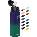 Fanhaw 20oz Kids Stainless Steel Water Bottle with Straw Lid, Purple Green