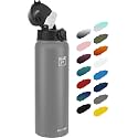 Fanhaw 32oz Kids Stainless Steel Water Bottle with Straw Lid, Gray