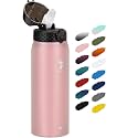 Fanhaw 24oz Kids Stainless Steel Water Bottle with Straw Lid, Pink