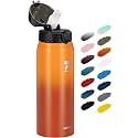 Fanhaw 24oz Kids Stainless Steel Water Bottle with Straw Lid, Yellow Orange