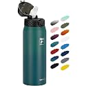 Fanhaw 24oz Kids Stainless Steel Water Bottle with Straw Lid, Green Blue