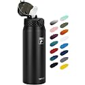 Fanhaw 24oz Kids Stainless Steel Water Bottle with Straw Lid, Black