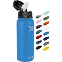 Fanhaw 20oz Kids Stainless Steel Water Bottle with Straw Lid, Sky Blue