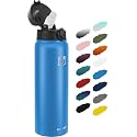 Fanhaw 32oz Kids Stainless Steel Water Bottle with Straw Lid, Sky Blue