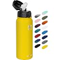 Fanhaw 20oz Kids Stainless Steel Water Bottle with Straw Lid, Yellow