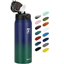 Fanhaw 24oz Kids Stainless Steel Water Bottle with Straw Lid, Purple Green