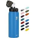 Fanhaw 24oz Kids Stainless Steel Water Bottle with Straw Lid, Sky Blue
