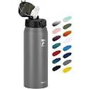 Fanhaw 24oz Kids Stainless Steel Water Bottle with Straw Lid, Gray