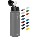 Fanhaw 20oz Kids Stainless Steel Water Bottle with Straw Lid, Gray
