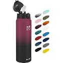 Fanhaw 32oz Kids Stainless Steel Water Bottle with Straw Lid, Red Black