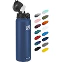 Fanhaw 32oz Kids Stainless Steel Water Bottle with Straw Lid, Navy Blue