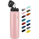 Fanhaw 32oz Kids Stainless Steel Water Bottle with Straw Lid, Pink