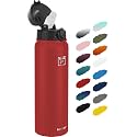 Fanhaw 32oz Kids Stainless Steel Water Bottle with Straw Lid, Red