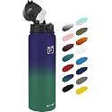Fanhaw 32oz Kids Stainless Steel Water Bottle with Straw Lid, Purple Green