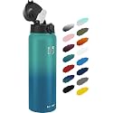 Fanhaw 40oz Kids Stainless Steel Water Bottle with Straw Lid, Green Blue