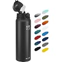 Fanhaw 40oz Kids Stainless Steel Water Bottle with Straw Lid, Black
