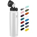 Fanhaw 40oz Kids Stainless Steel Water Bottle with Straw Lid, White