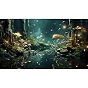 Fantasy Aquarium Background Rock Flowers Tranquil Water Scene Terrarium Backdrop Fantasy Lights Fish Tank Background Reptile Habitat Backdrop Aquarium Poster Wallpaper Decor Vinyl 30x18in