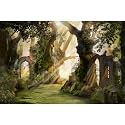 Fantasy Forest Aquarium Background Archway and Ancient Trees Atmospheric Landscape Fish Tank Background Deep Woods Misty and Foggy Mood Reptile Habitat Background Decors Poster Vinyl 48x20in