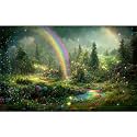 Fantasy Forest Aquarium Background Rainbow Colorful Flowers Terrarium Background Jungle Plants Foggy Misty Rainforest Fish Tank Background Mysterious Forest Reptile Habitat Background Vinyl 36x18in