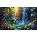 Fantasy Forest Landscape Aquarium Background Waterfall Jungle Rainforest Fish Tank Background Tropical Flowers Plants Reptile Tank Backgrounds Colourful Flower Mushroom Enclosure Backgrounds 24x16in